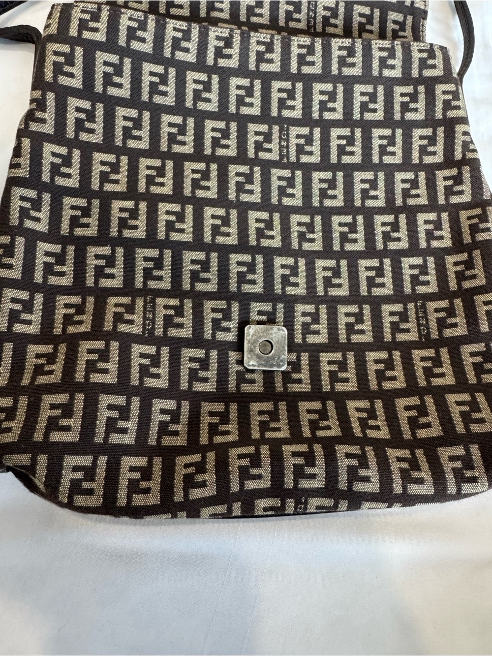 Fendi Monogram Zucca FF Flap Crossbody Messenger Bag in Brown and Beige Canvas - Picture 3 of 16